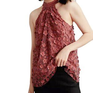 Cinnamon Brown Textured Halter Top From Anthropologie NWT